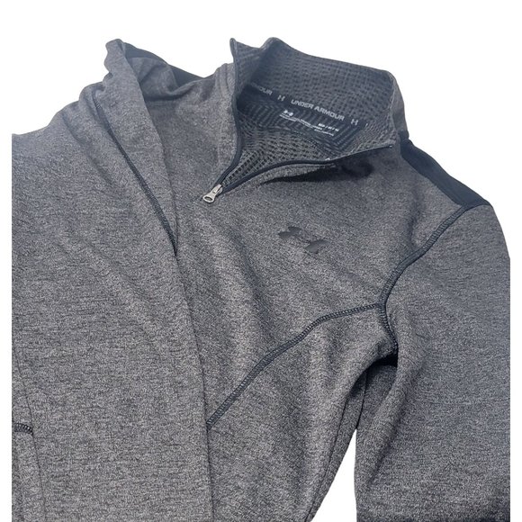 Under Armour Warm Up Jacket Long Sleeve Gray 1/4 Zip Pull Over Size Medium Men's - Picture 3 of 6